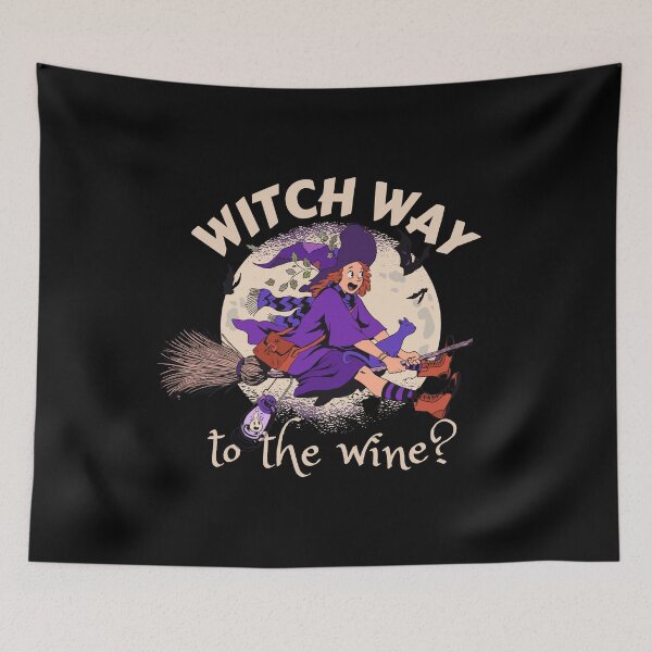 Item preview, Witch way to the wine? Funny Halloween wine drinking witch design. designed and sold by HROC.