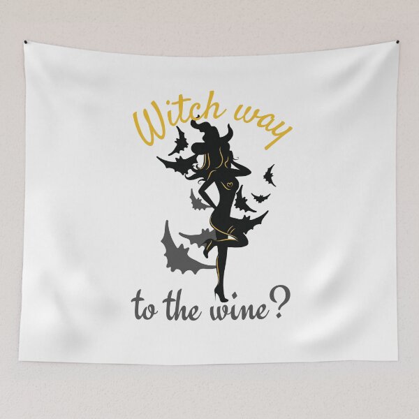 Item preview, Witch way to the wine? Funny Halloween wine drinking witch design. designed and sold by HROC.