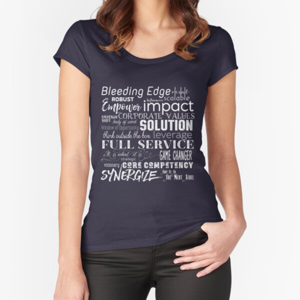 Corporate Buzzwords Business Jargon Typography Art Fitted Scoop T-Shirt