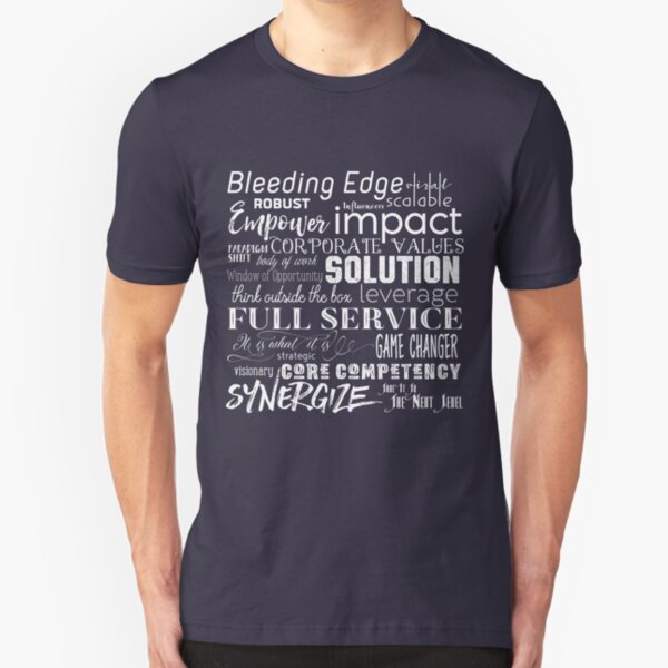Corporate Buzzwords Business Jargon Typography Art Slim Fit T-Shirt