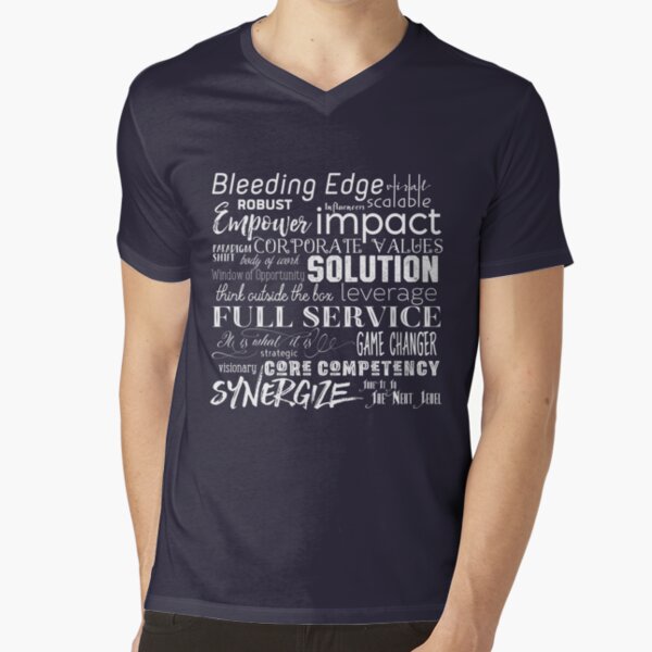 Corporate Buzzwords Business Jargon Typography Art V-Neck T-Shirt