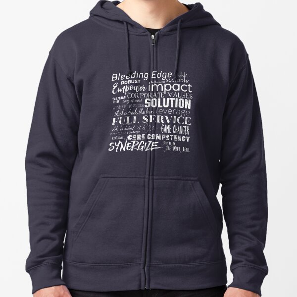 Corporate Buzzwords Business Jargon Typography Art Zipped Hoodie
