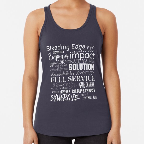 Corporate Buzzwords Business Jargon Typography Art Racerback Tank Top