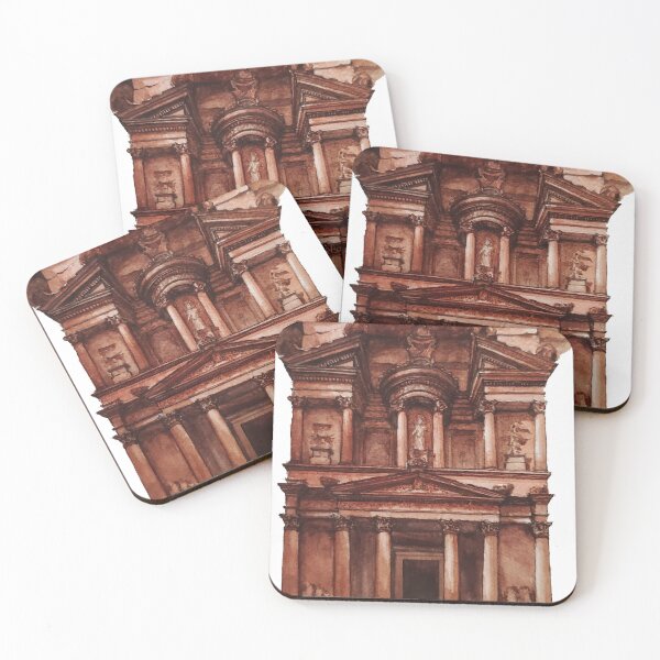 Item preview, Treasury at Petra Watercolor Painting Jordan Architecture Artwork designed and sold by arientss.