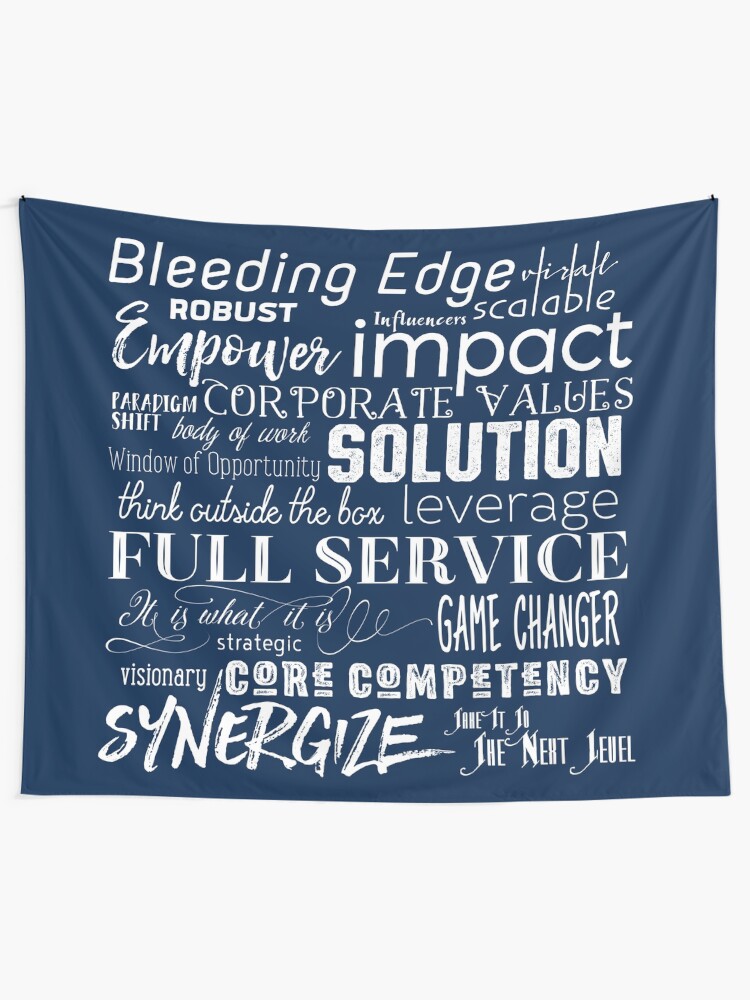 Alternate view of Corporate Buzzwords Business Jargon Typography Art Tapestry