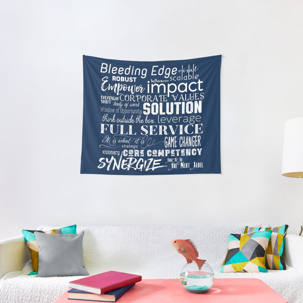 Corporate Buzzwords Business Jargon Typography Art Tapestry