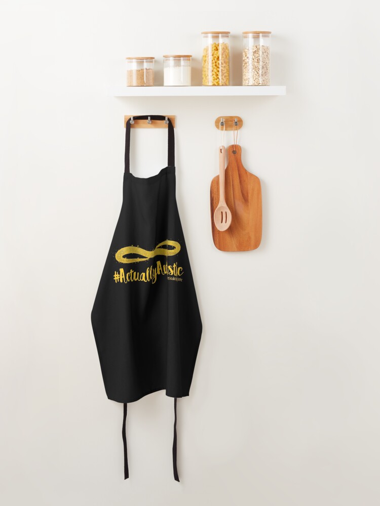Alternate view of The Articulate Autistic Gold Infinity Logo Apron