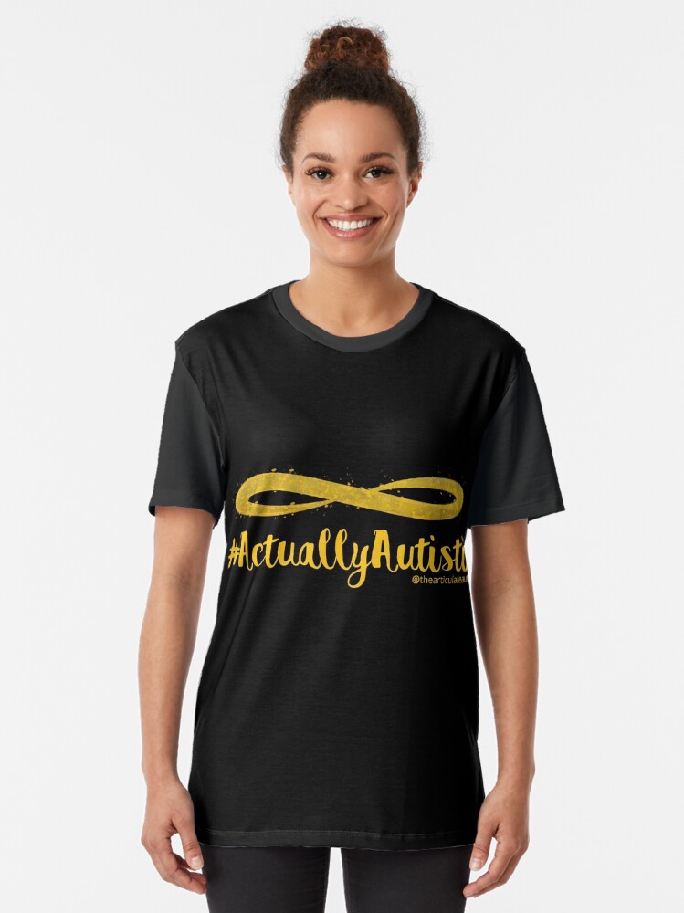 Alternate view of The Articulate Autistic Gold Infinity Logo Graphic T-Shirt