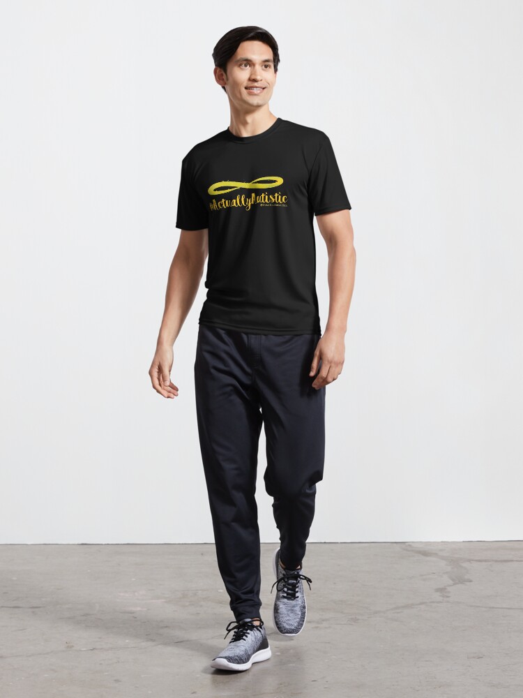 Alternate view of The Articulate Autistic Gold Infinity Logo Active T-Shirt