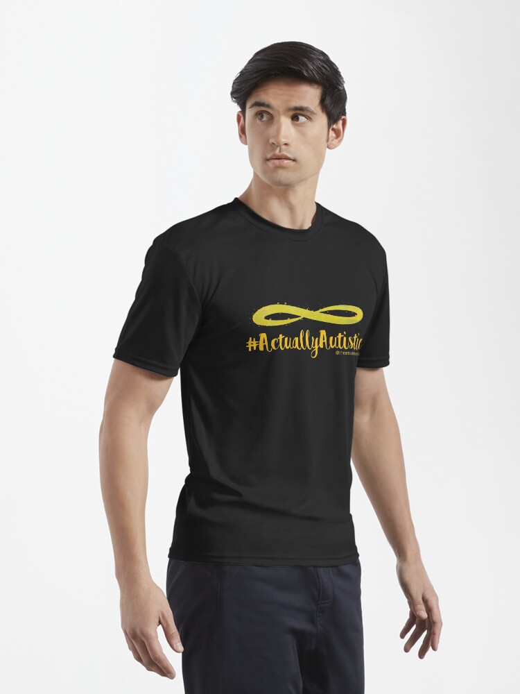 Alternate view of The Articulate Autistic Gold Infinity Logo Active T-Shirt