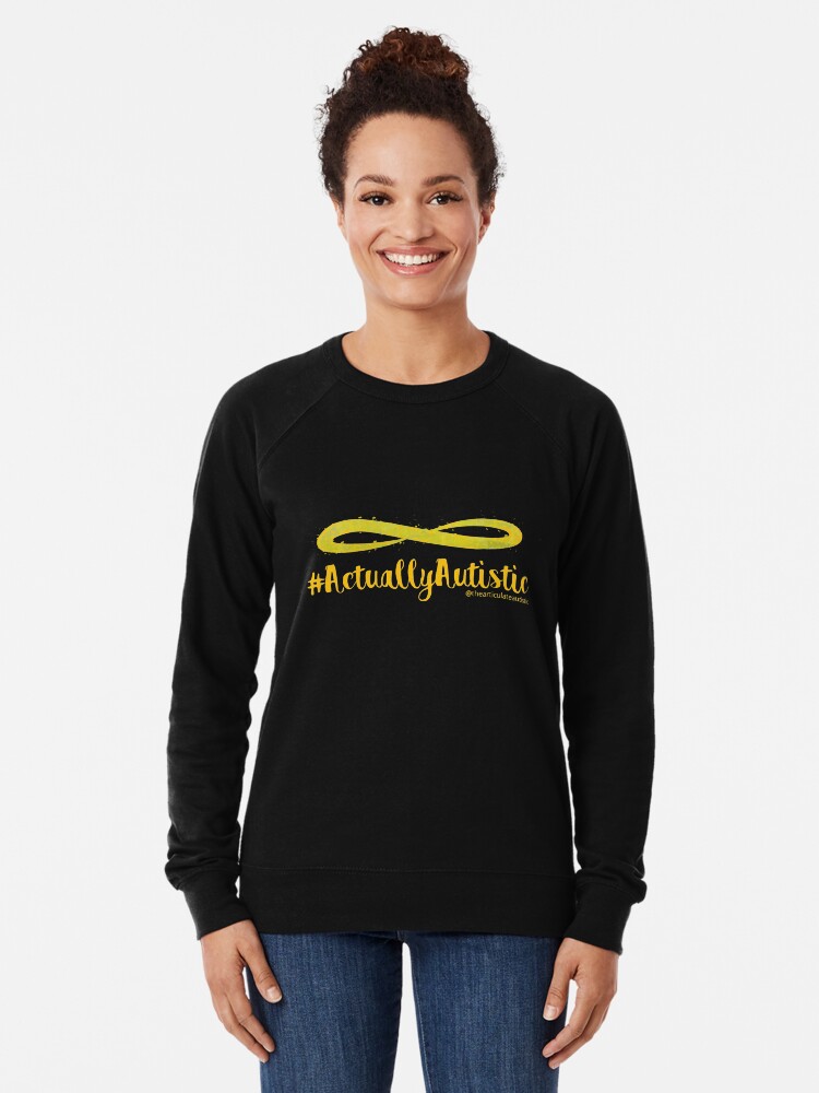 Alternate view of The Articulate Autistic Gold Infinity Logo Lightweight Sweatshirt