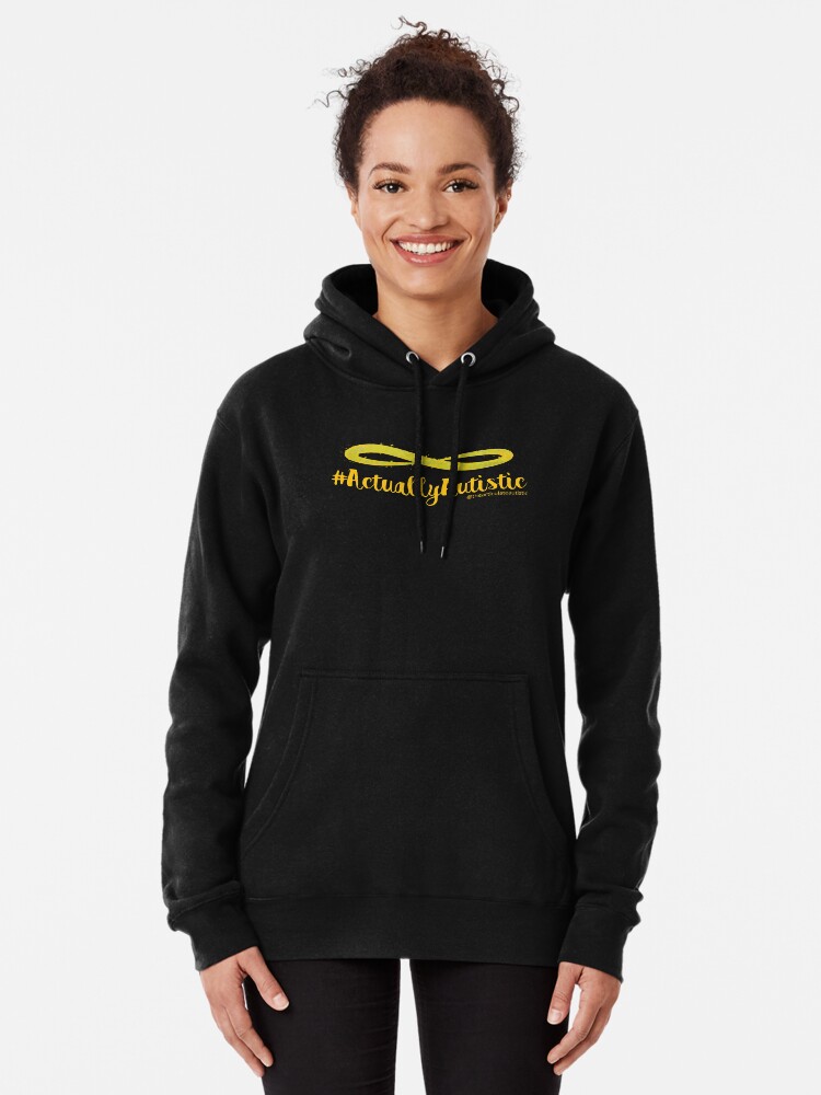 Alternate view of The Articulate Autistic Gold Infinity Logo Pullover Hoodie