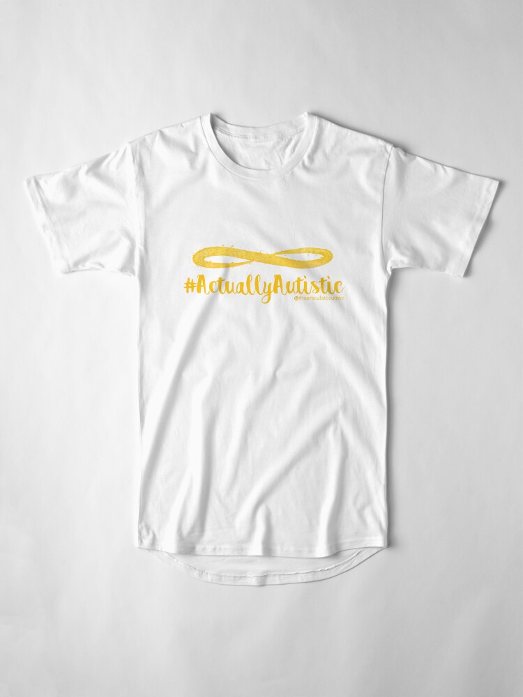 Alternate view of The Articulate Autistic Gold Infinity Logo Long T-Shirt