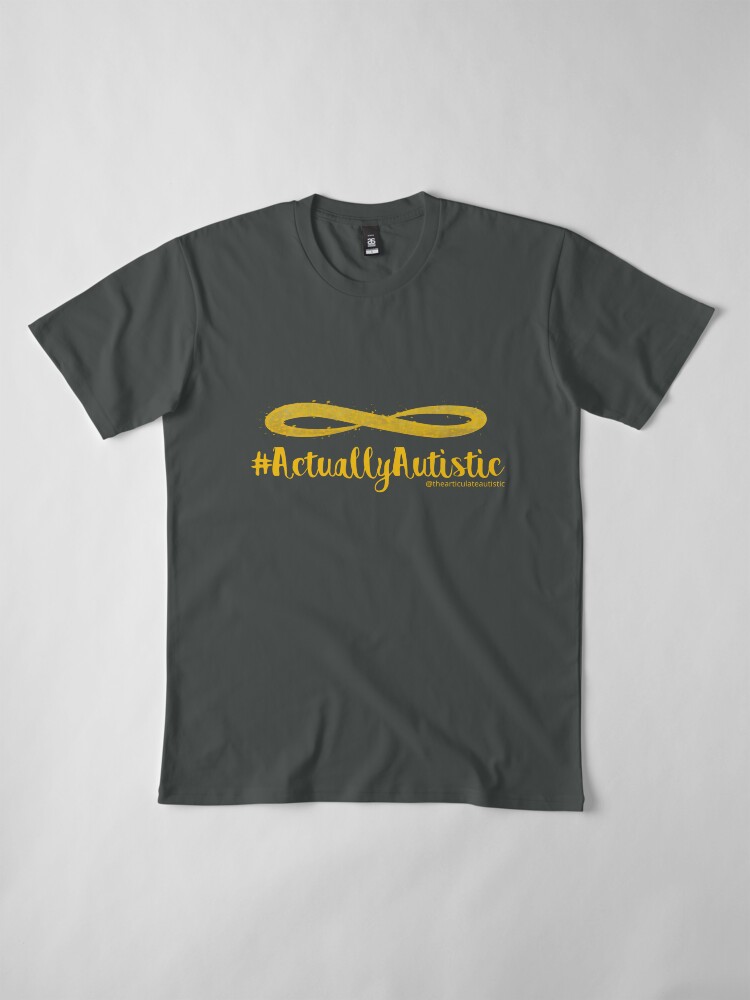 Alternate view of The Articulate Autistic Gold Infinity Logo Premium T-Shirt