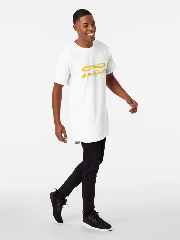 Alternate view of The Articulate Autistic Gold Infinity Logo Long T-Shirt