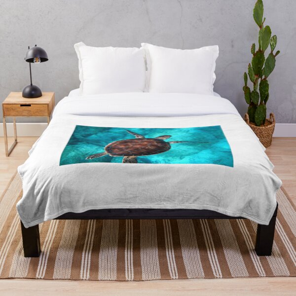 Item preview, Sea turtle swimming in clear bright blue aqua ocean water designed and sold by PixieHollowShop.