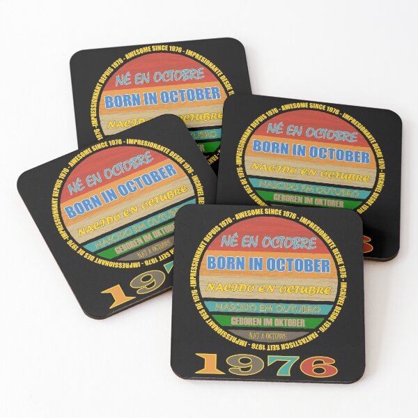 Item preview, Born In October Awesome Since 1976 Many Languages - Birthday Month designed and sold by artfulnotebook.