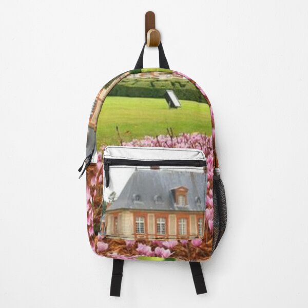 Item preview, Beautiful and relaxing European flowering garden in springtime with majestic building and Pink tulips designed and sold by LiveToLearn.