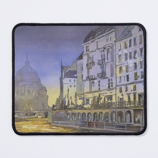 Item preview, Berlin Cathedral (Berliner Dom) in Berlin- Germany, Europe.  Watercolor painting Berlin Germany church purple yellow art designed and sold by rfoxphoto.