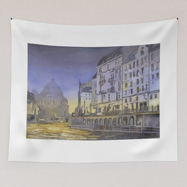Item preview, Berlin Cathedral (Berliner Dom) in Berlin- Germany, Europe.  Watercolor painting Berlin Germany church purple yellow art designed and sold by rfoxphoto.