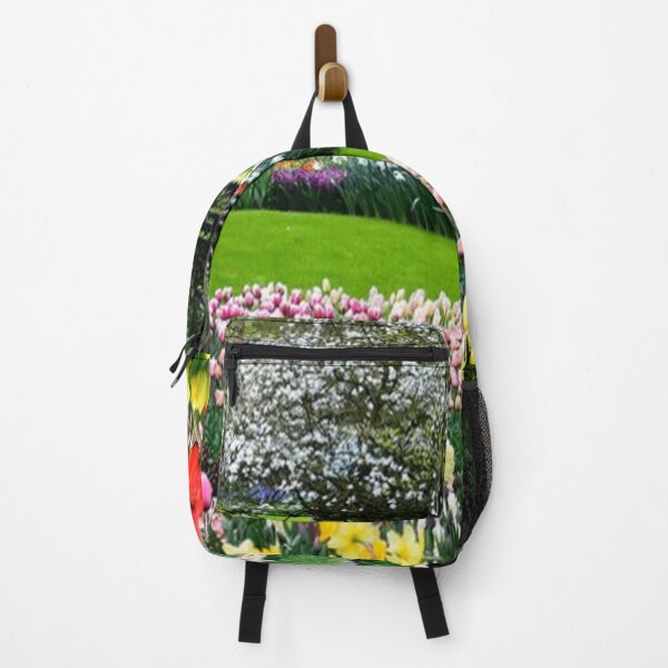 Item preview, Beautiful and relaxing European flowering garden in springtime with Tulips and trees designed and sold by LiveToLearn.