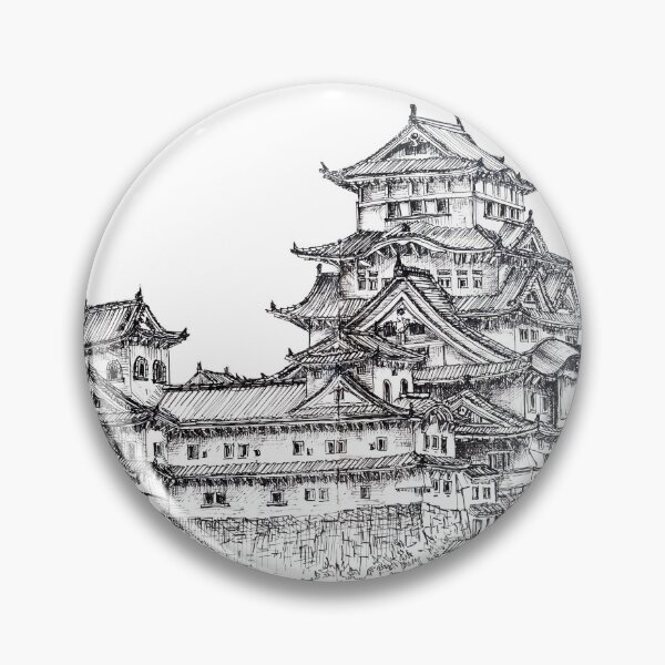 Item preview, Himeji Castle Japan Ink Artwork Illustration designed and sold by arientss.