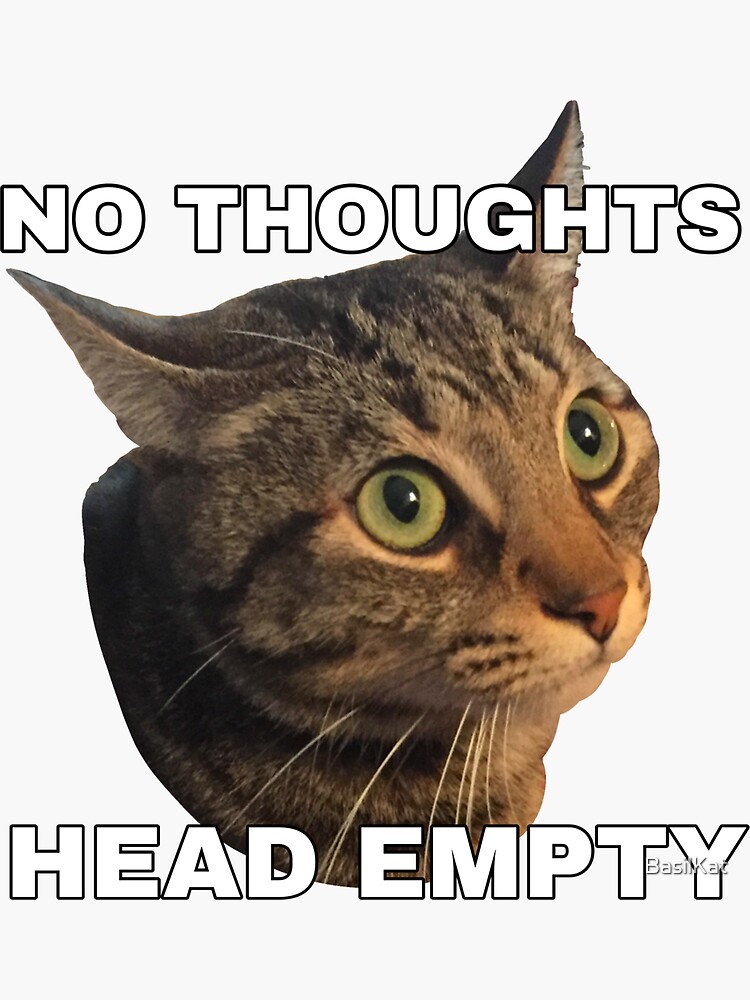 "No Thoughts Head Empty (with text)" Sticker for Sale by BasilKat Redbubble