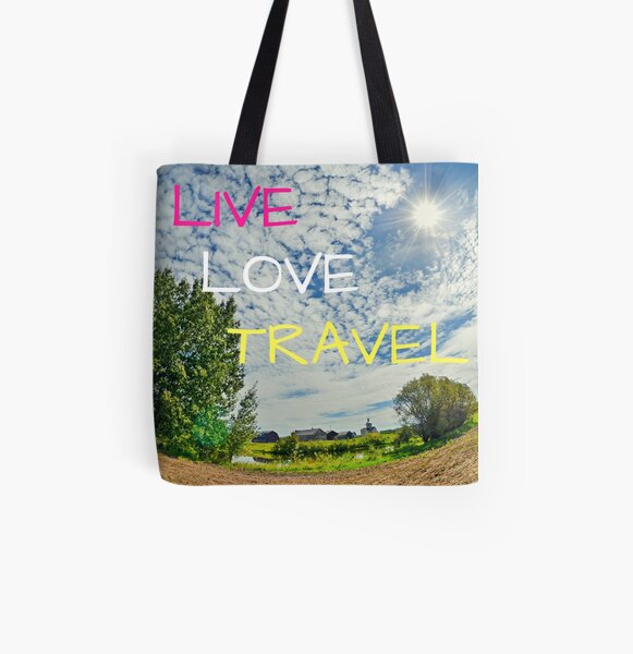 Live Love Travel All Over Print Tote Bag