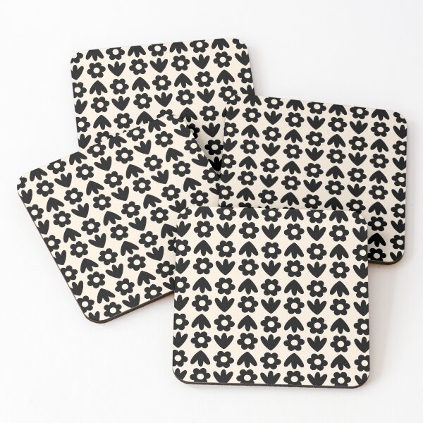 Item preview, Freja Flowers Scandinavian Floral Pattern in Black and Almond Cream designed and sold by kierkegaard.