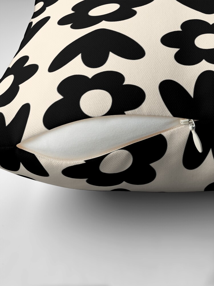 Thumbnail 2 of 4, Pillow, Freja Flowers Scandinavian Floral Pattern in Black and Almond Cream designed and sold by kierkegaard.