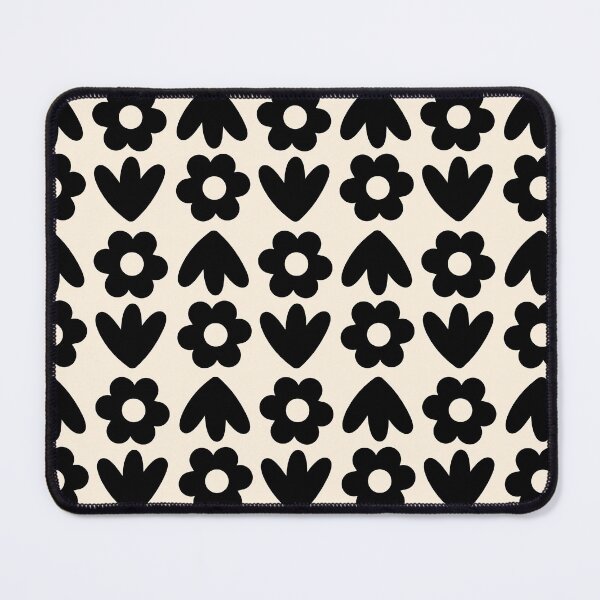Item preview, Freja Flowers Scandinavian Floral Pattern in Black and Almond Cream designed and sold by kierkegaard.