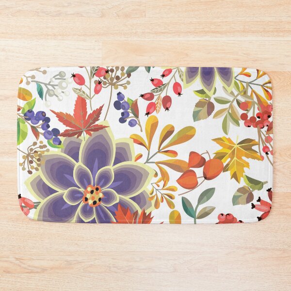 Item preview, Falling Leaves Blueberries Rosehips And Flowers Pattern designed and sold by TeeBeesDesign.