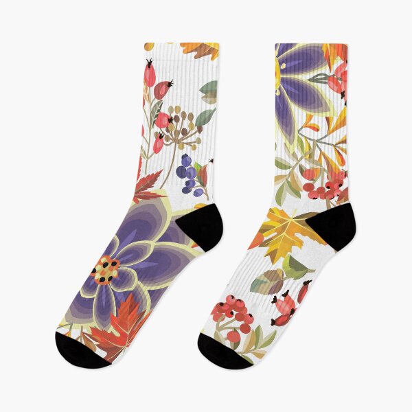 Item preview, Falling Leaves Blueberries Rosehips And Flowers Pattern designed and sold by TeeBeesDesign.