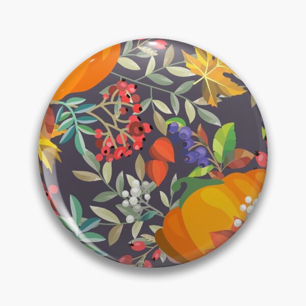 Aperçu de l'œuvre La chute des feuilles de myrtilles églantier fleurs et motif de citrouilles créée et vendue par TeeBeesDesign.