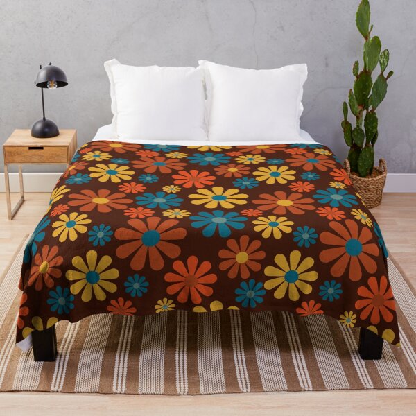 Vintage retro 70s Fall pattern Throw Blanket