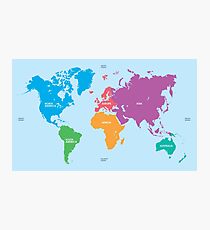 Continents World Map Photographic Print