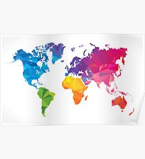 Low poly world map Poster