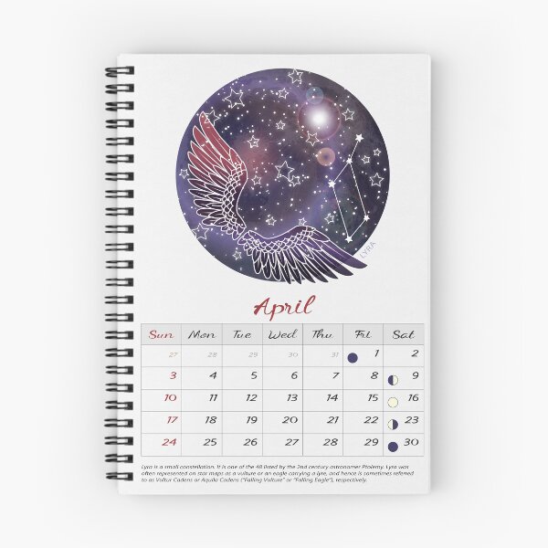 Item preview, April 2022 Calendar Astronomy gifts 2022 Wall Calendar Moon phase calendar Lyra constellation Moon calendar 2022 Lunar calendar 2022 Astronomy calendar, constellation calendar Celestial calendar designed and sold by GalleryArtField.