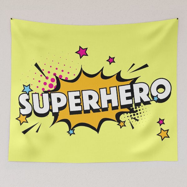 Item preview, Superhero typography with halftone stars and comic background designed and sold by risingrocket.