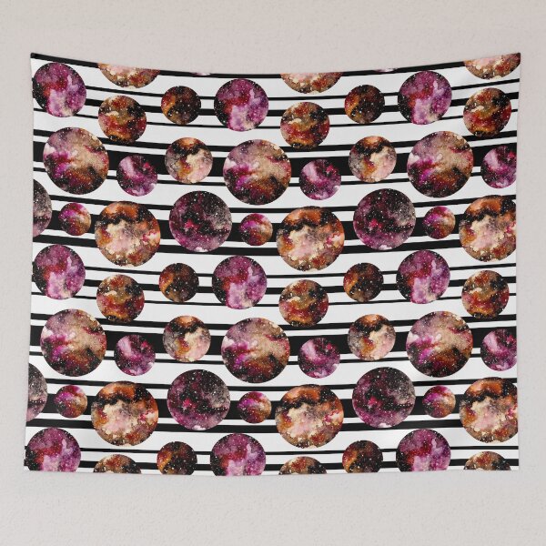 Item preview, Watercolor Colorful Galaxy in Circles on Striped Background designed and sold by Cordata.