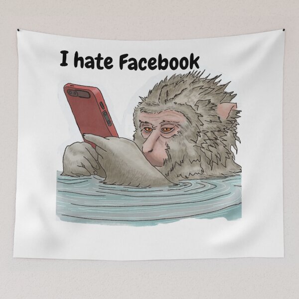Item preview, I Hate Facebook - Monkey on Phone Taking a Bath designed and sold by BunnyBizarre.
