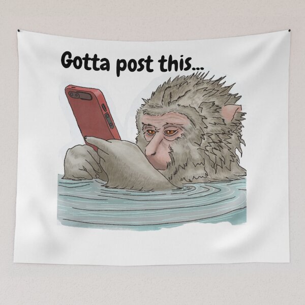 Item preview, Gotta Post This - Monkey on Phone Taking a Bath designed and sold by BunnyBizarre.