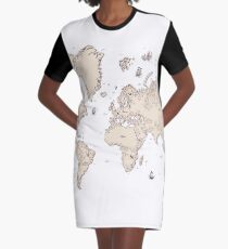 Alte Weltkarte T-Shirt Kleid