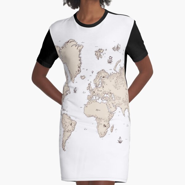 Old world map Graphic T-Shirt Dress