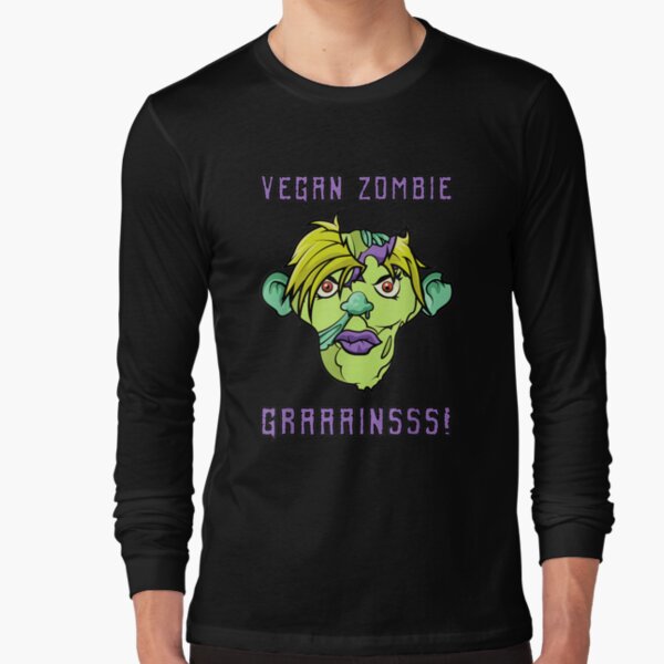 Vegan Zombie Grains Halloween Gift Long Sleeve T-Shirt