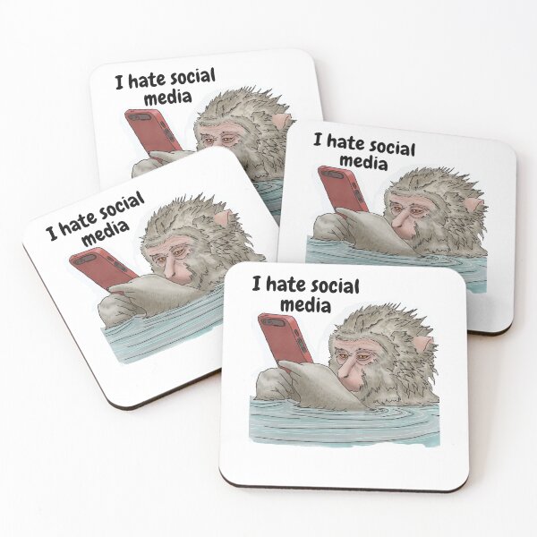 Item preview, I Hate Social Media - Monkey on Phone Taking a Bath designed and sold by BunnyBizarre.
