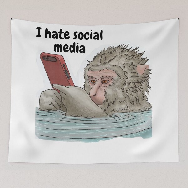 Item preview, I Hate Social Media - Monkey on Phone Taking a Bath designed and sold by BunnyBizarre.
