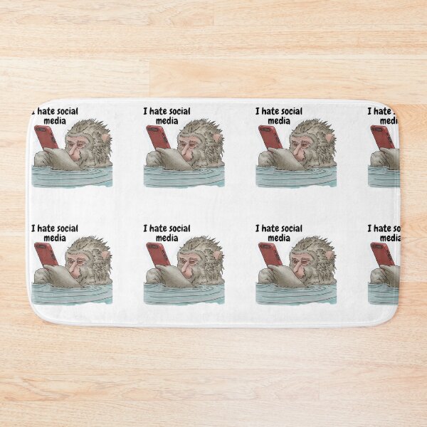 Item preview, I Hate Social Media - Monkey on Phone Taking a Bath designed and sold by BunnyBizarre.