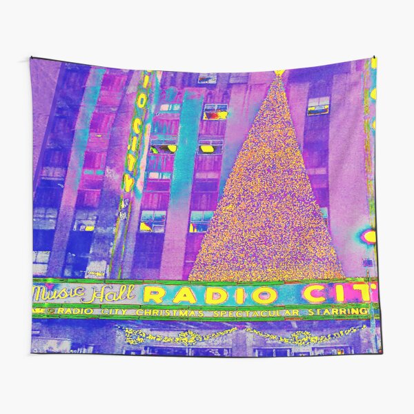 Item preview, Radio City Music Hall w tree at night designed and sold by Ellen Turner.