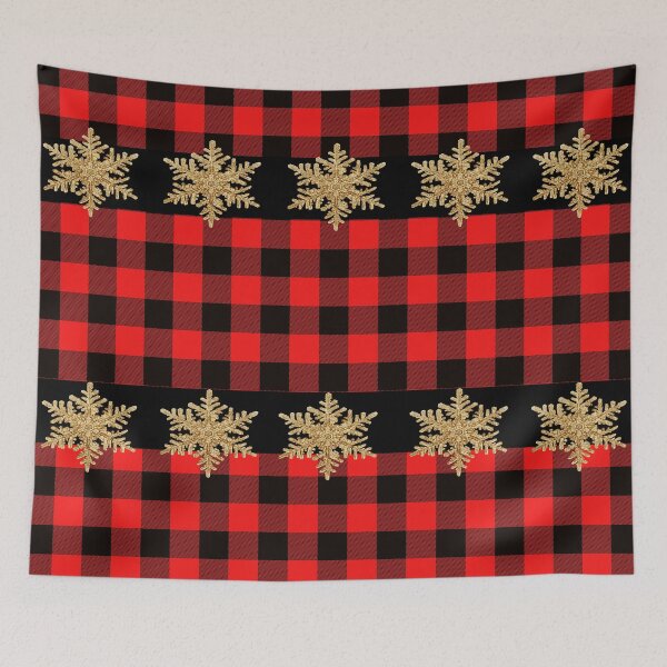 Item preview, Christmas Gold Snowflake & Red  Buffalo Plaid  designed and sold by Tamas Das.